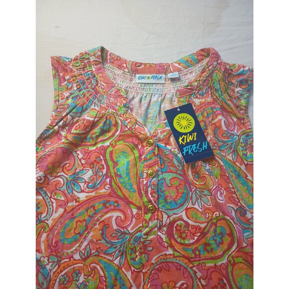Kiwi fresh Paisley dopamine Tank Top Blouse Women Size Small NWT - Picture 2 of 6